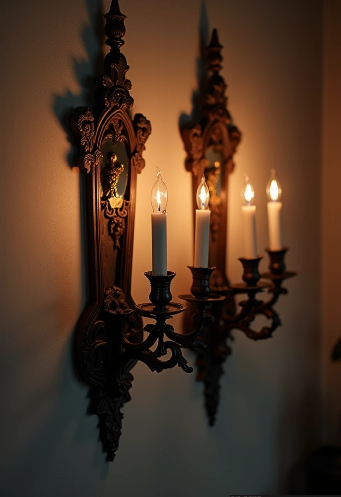 29 Unique DIY Gothic Decor Projects That Set the Mood - 6. Gothic Wall Sconces