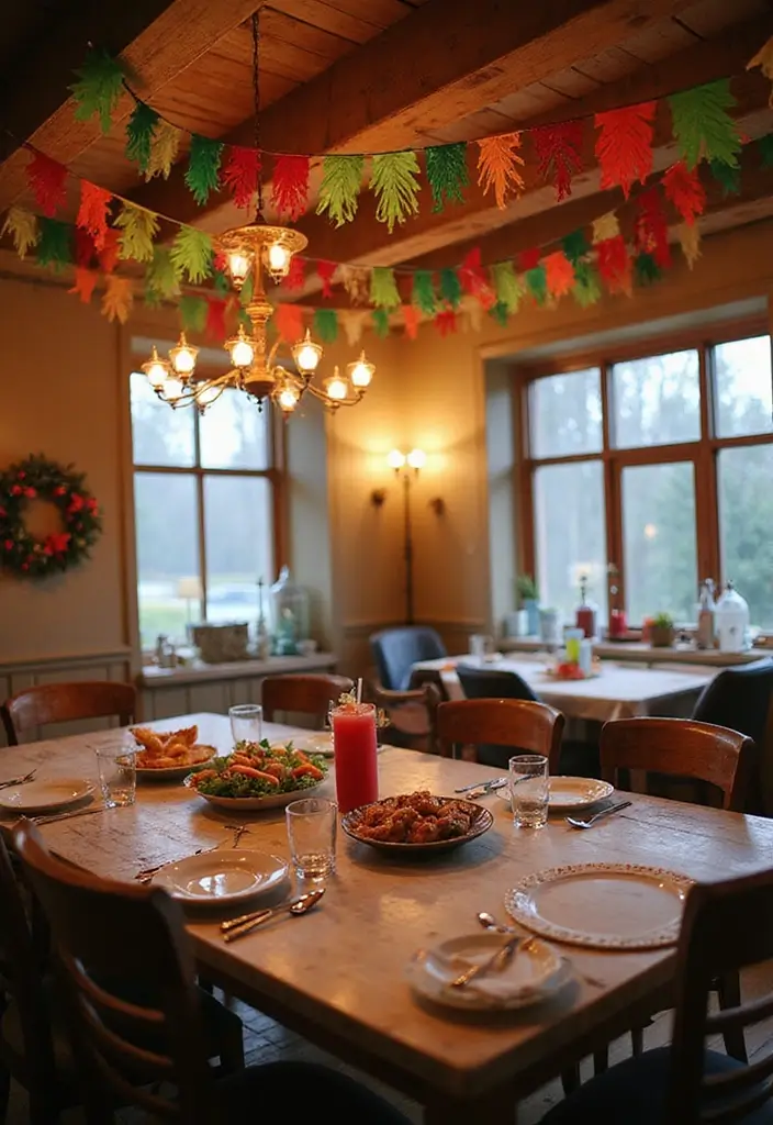 30+ DIY Christmas Table Decorations Guests Will Love - 18. Decorative Holiday Bunting