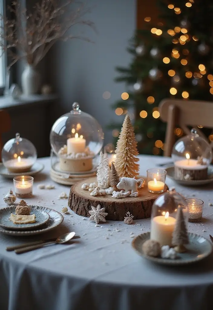 30+ DIY Christmas Table Decorations Guests Will Love - 25. DIY Paper Snow Globes