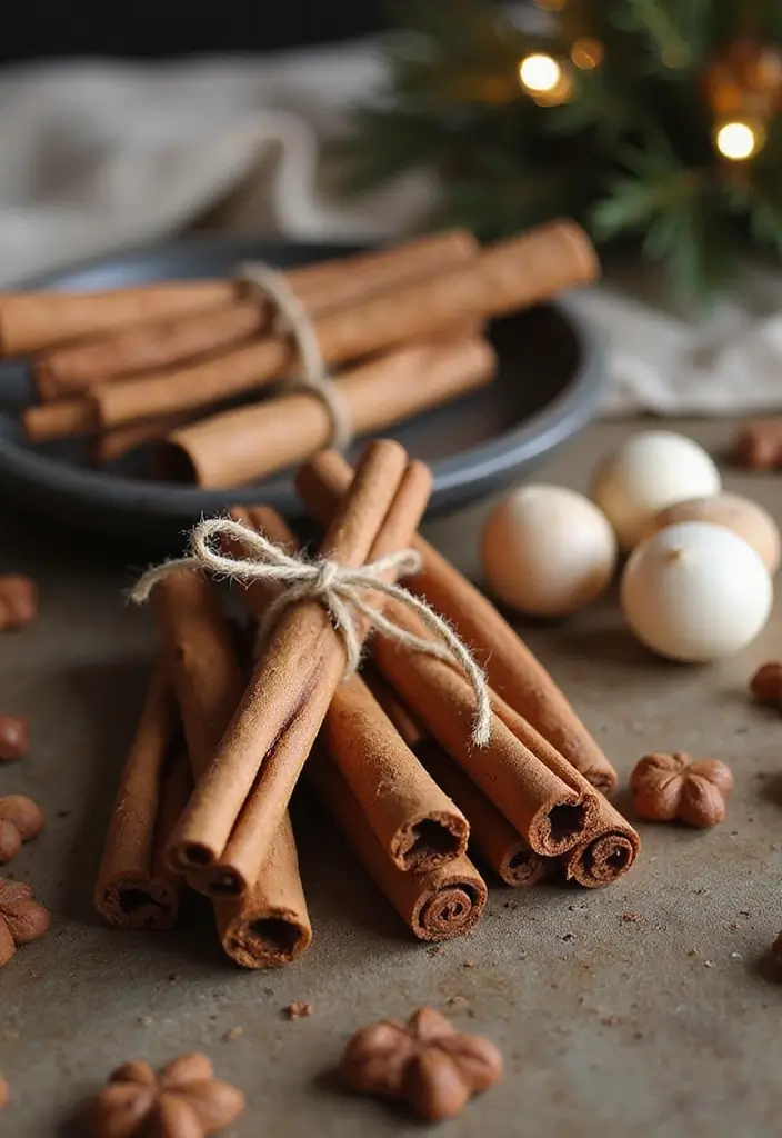 30+ DIY Christmas Table Decorations Guests Will Love - 26. Cinnamon Stick Bundles