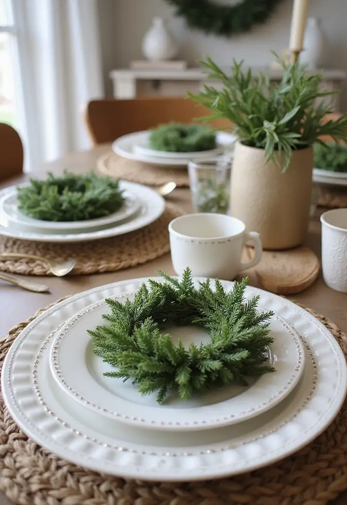 30+ DIY Christmas Table Decorations Guests Will Love - 29. DIY Holiday Wreaths on Plates