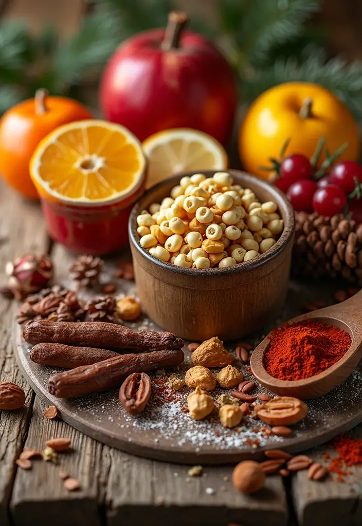 30+ DIY Christmas Table Decorations Guests Will Love - 3. Festive Fruit and Nut Arrangements