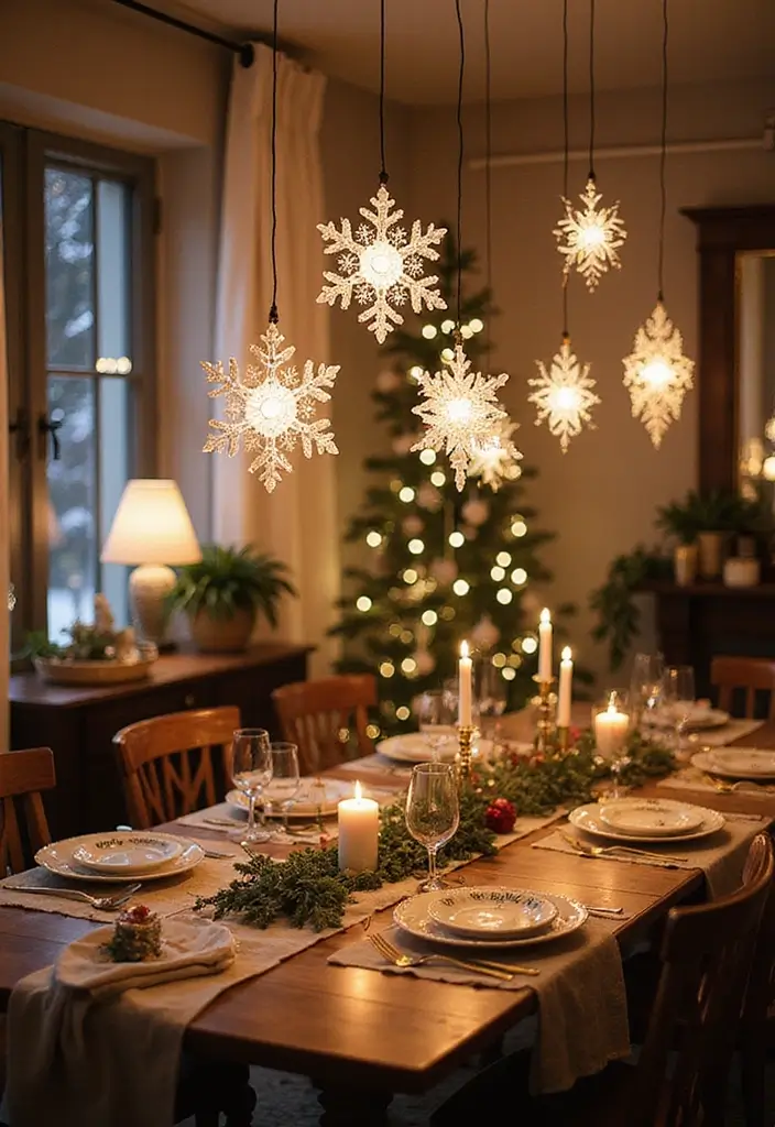 30+ DIY Christmas Table Decorations Guests Will Love - 6. DIY Snowflake Ornaments