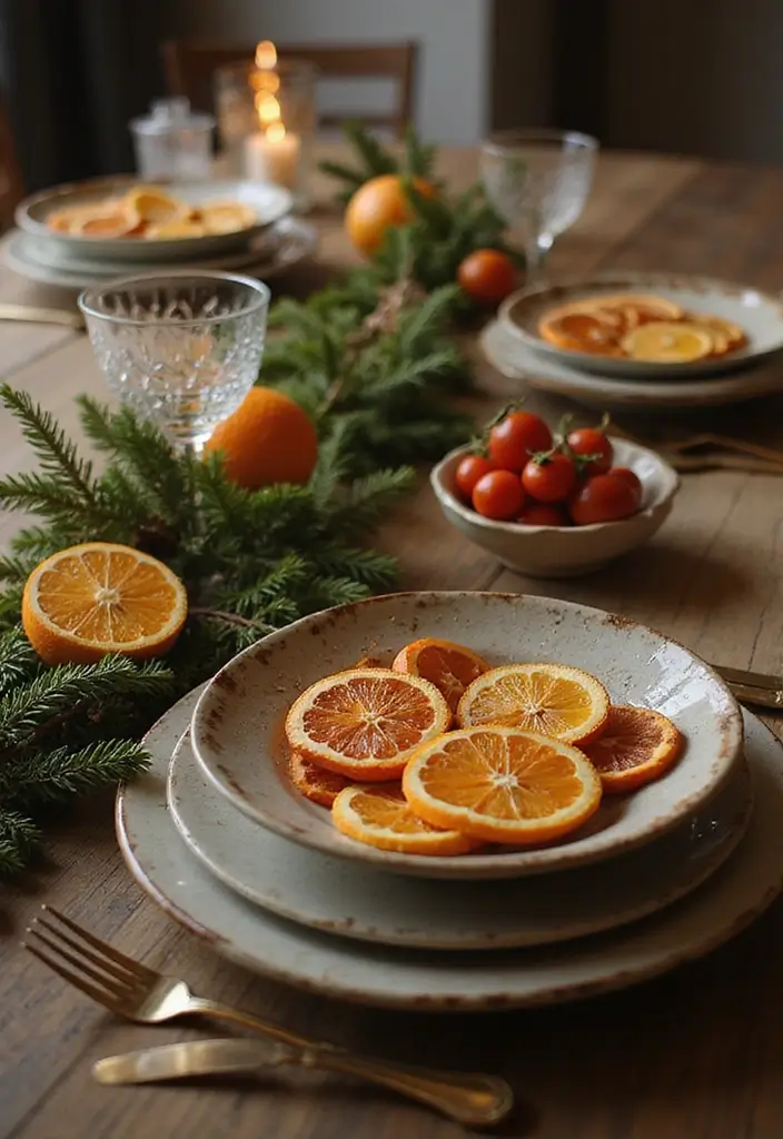 30+ DIY Christmas Table Decorations Guests Will Love - 7. Natural Dried Citrus Decor
