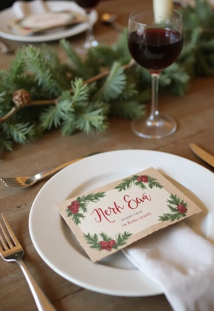 30+ DIY Christmas Table Decorations Guests Will Love - 8. Upcycled Holiday Place Settings