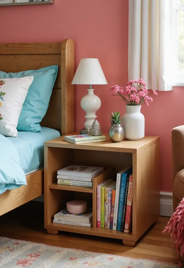 30+ DIY Nightstand Projects You’ll Want in Your Bedroom 13 30+ DIY Nightstand Projects You’ll Want in Your Bedroom - 13. Nightstand with Built-In Bookshelf