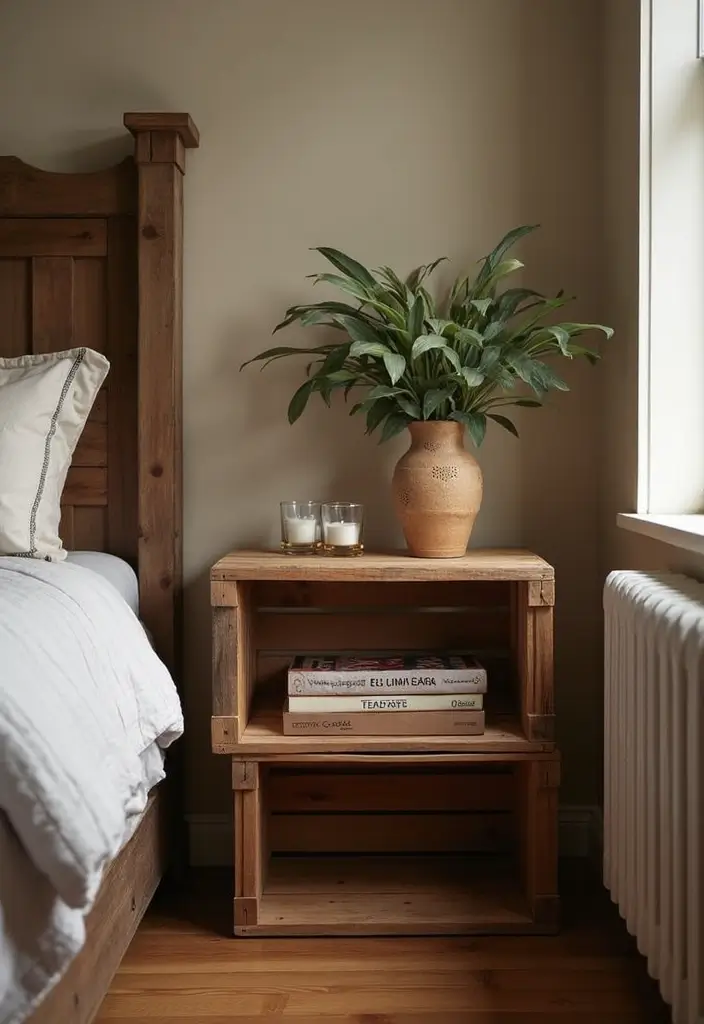 30+ DIY Nightstand Projects You’ll Want in Your Bedroom 15 30+ DIY Nightstand Projects You’ll Want in Your Bedroom - 15. Nightstand Made from a Crate and Barrel