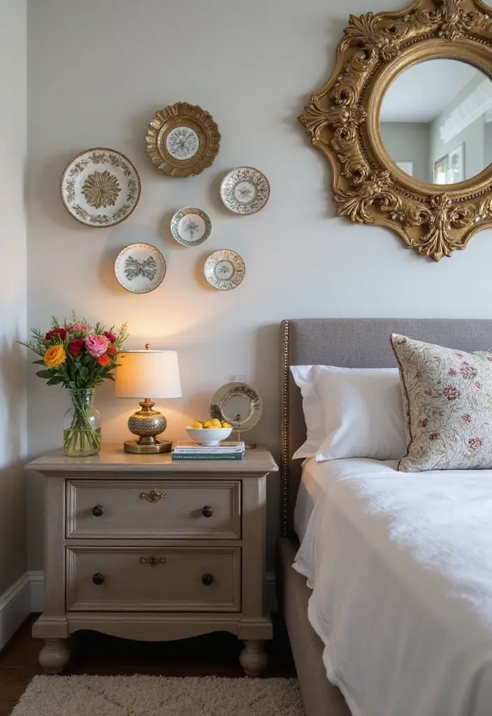 30+ DIY Nightstand Projects You’ll Want in Your Bedroom 30 30+ DIY Nightstand Projects You’ll Want in Your Bedroom - 30. Nightstand with Decorative Plates