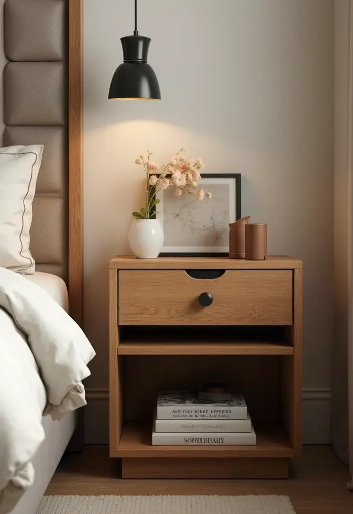 30+ DIY Nightstand Projects You’ll Want in Your Bedroom 9 30+ DIY Nightstand Projects You’ll Want in Your Bedroom - 9. Nightstand with a Drawer and Shelf