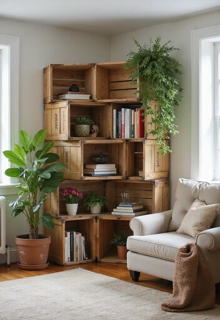 30+ DIY Organization Ideas to Simplify Your Home - 14. Repurposed Wooden Crates