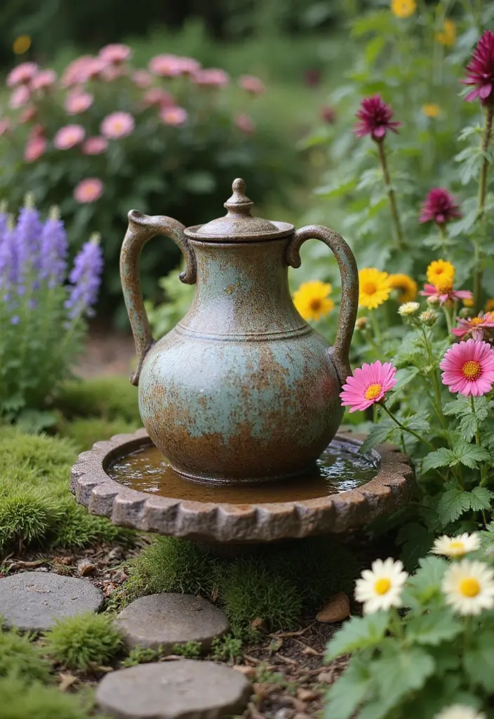 30+ Fountain DIY Projects That Add Zen to Your Garden - 21. Vintage Jug Fountain