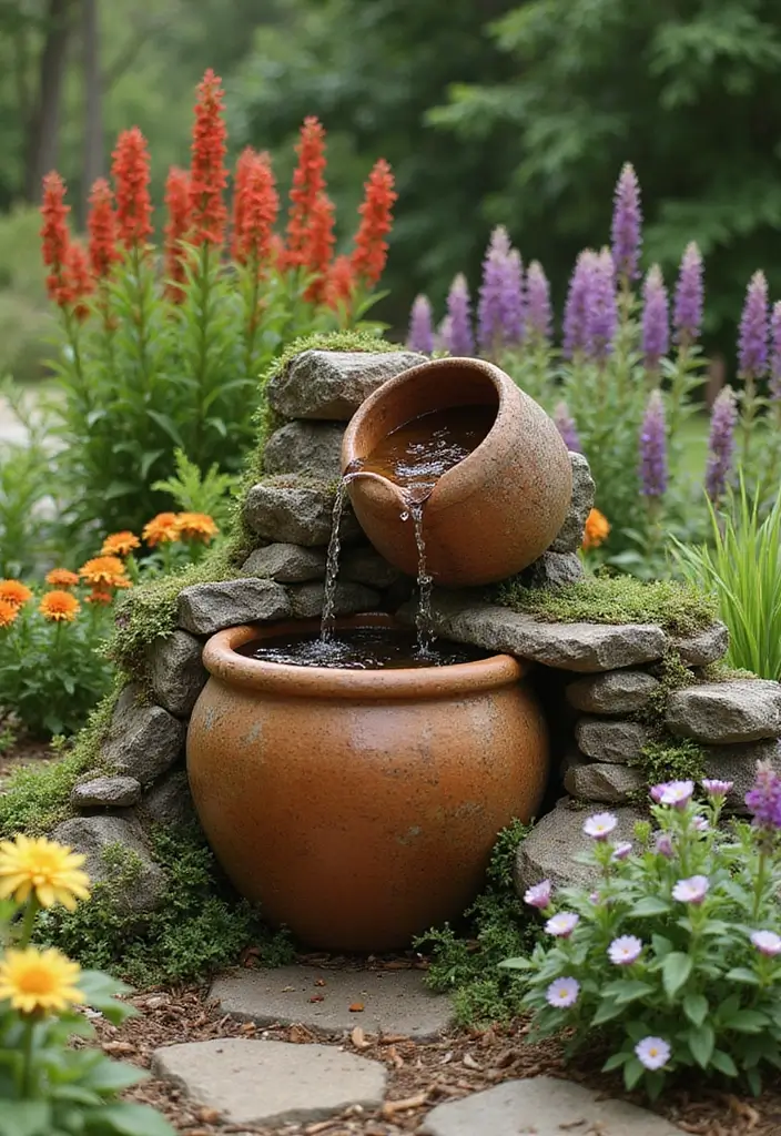 30+ Fountain DIY Projects That Add Zen to Your Garden - 27. Clay Pot Cascade Fountain