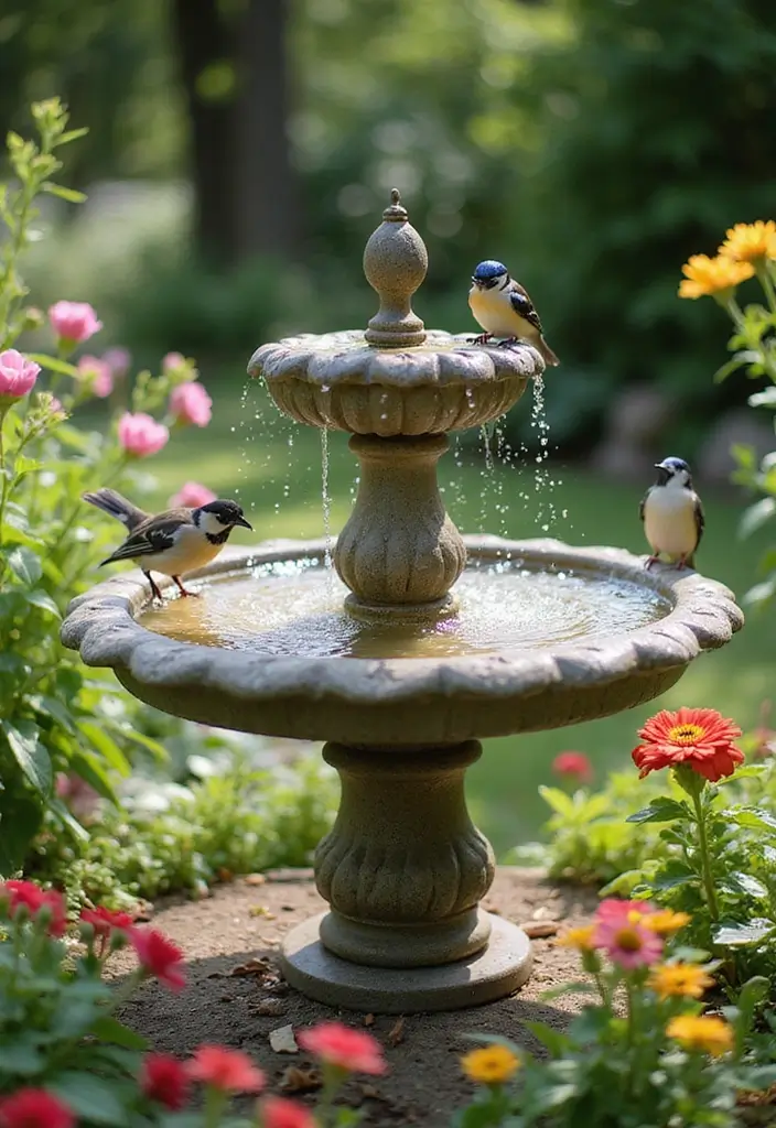 30+ Fountain DIY Projects That Add Zen to Your Garden - 4. Birdbath Fountain