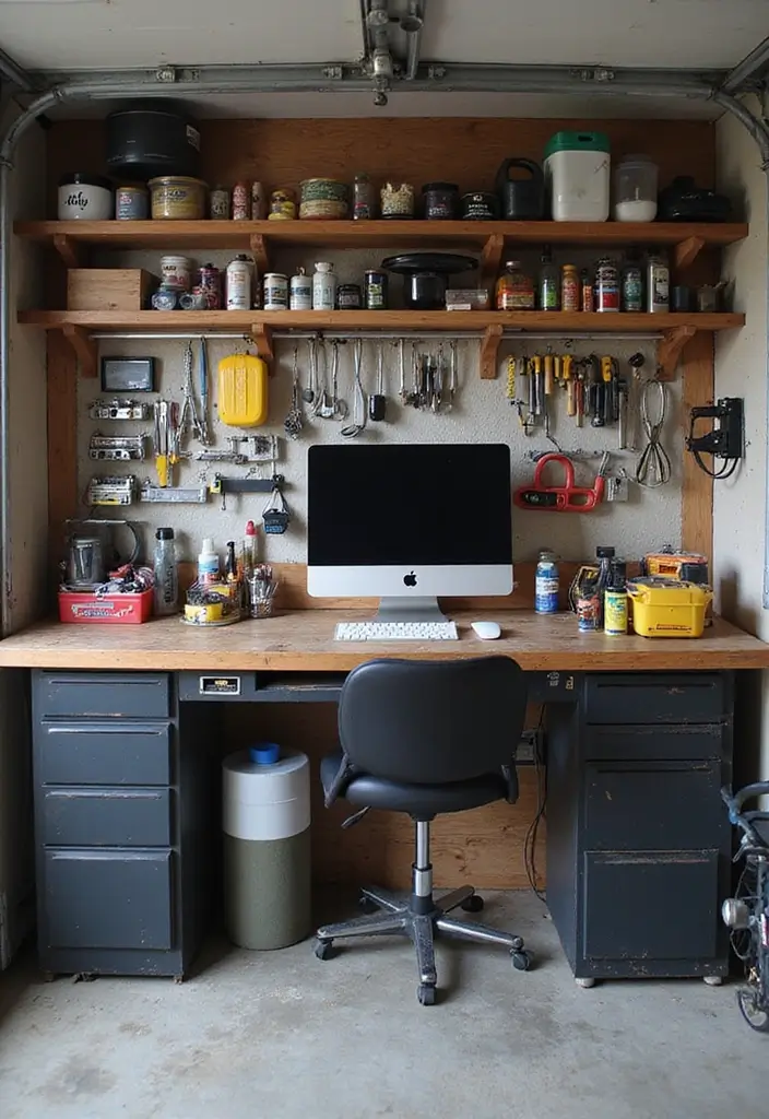 30+ Garage Organization Ideas DIY for a Clutter-Free Life - 23. Compact Workstation