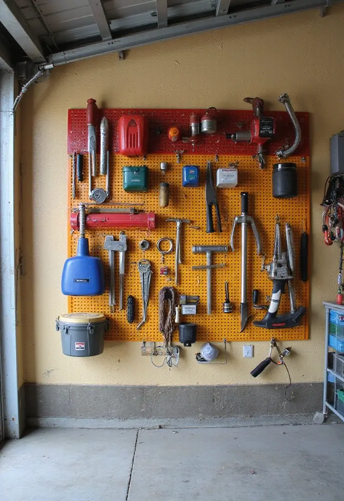 30+ Garage Organization Ideas DIY for a Clutter-Free Life - 5. Pegboard Wall Organizer