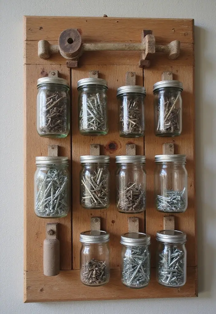 30+ Garage Organization Ideas DIY for a Clutter-Free Life - 7. Repurposed Jars for Small Items