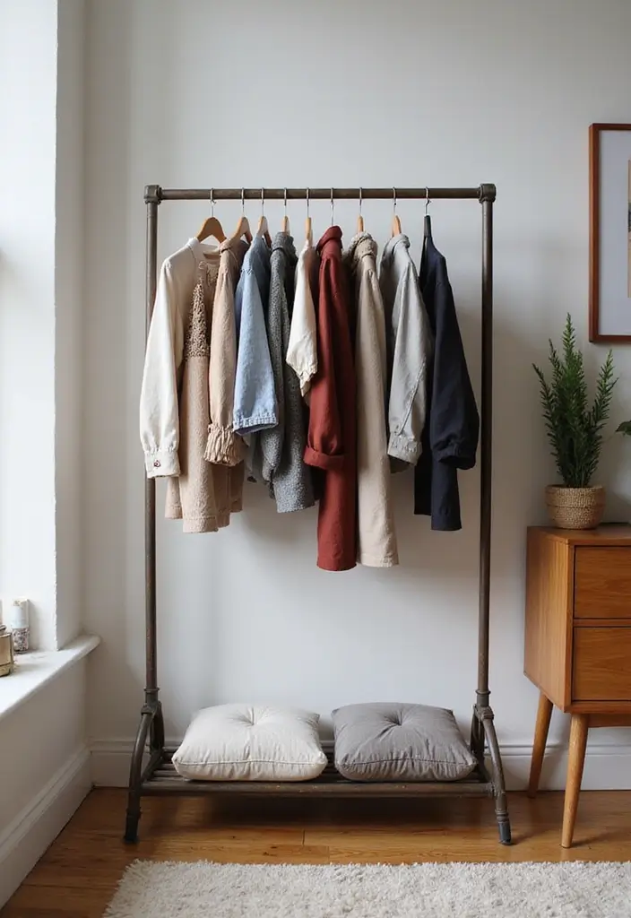 30+ Genius DIY Closet System Ideas to Maximize Space - 21. Organize with a Clothes Rack