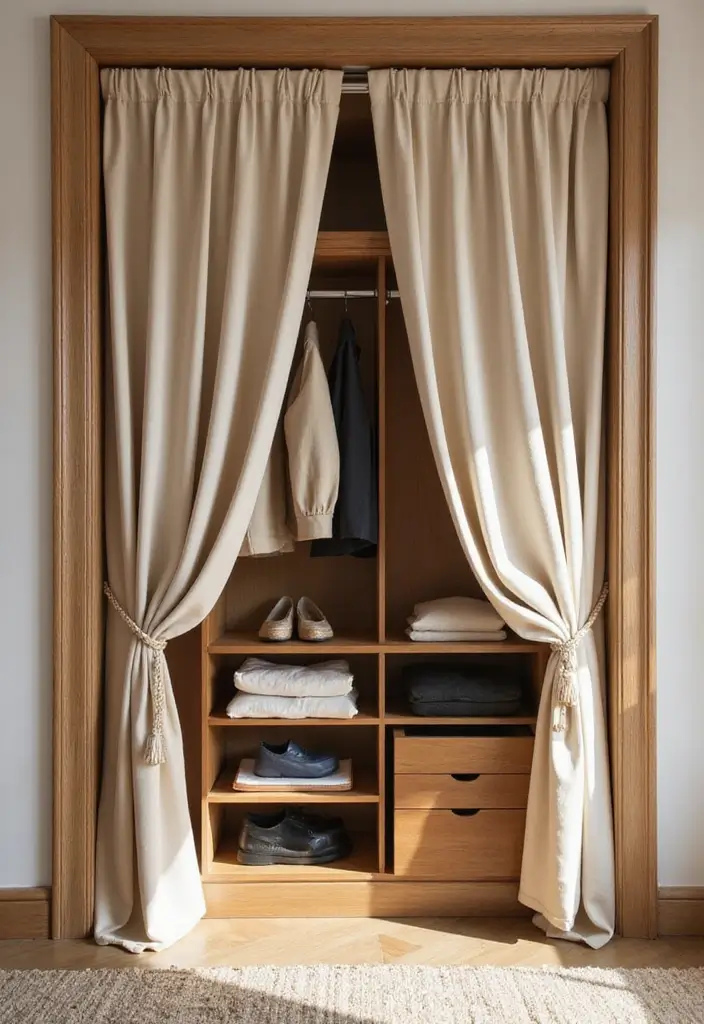 30+ Genius DIY Closet System Ideas to Maximize Space - 26. Curtain Closets