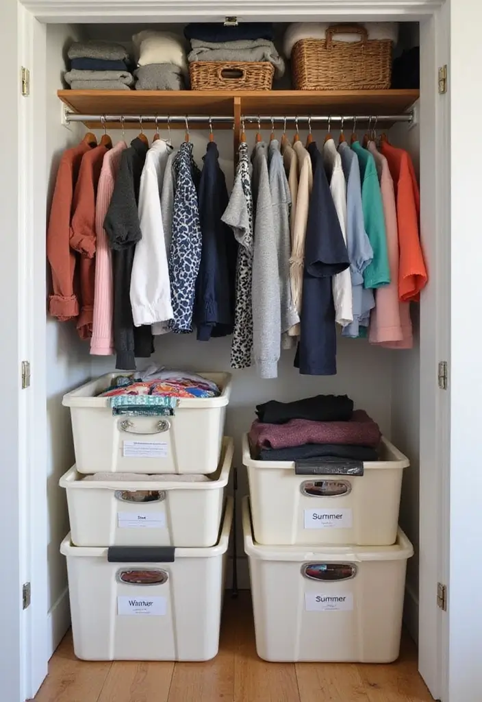 30+ Genius DIY Closet System Ideas to Maximize Space - 8. Create a Seasonal Rotation System