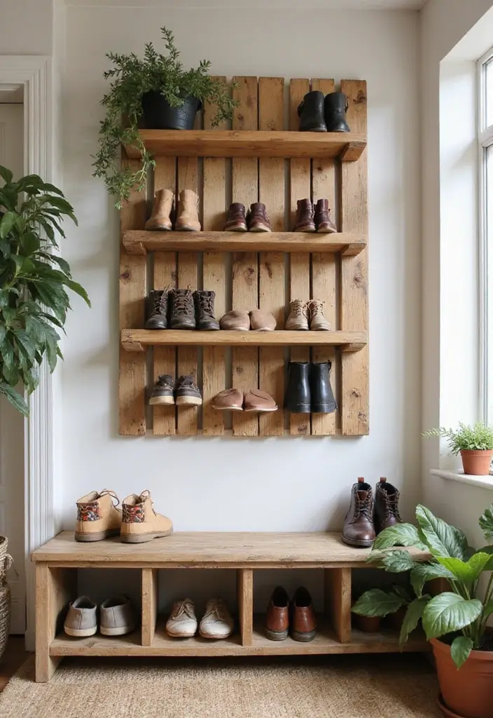 30+ Smart Shoe Shelf DIY Projects That Save Space 1 30+ Smart Shoe Shelf DIY Projects That Save Space - 1. Rustic Wooden Pallet Shelf