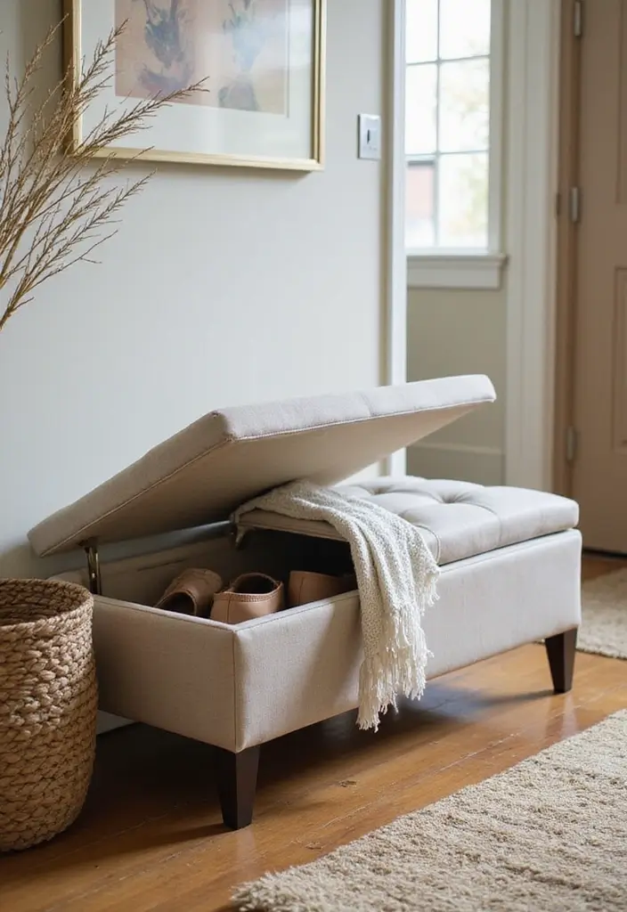 30+ Smart Shoe Shelf DIY Projects That Save Space 11 30+ Smart Shoe Shelf DIY Projects That Save Space - 11. Shoe Storage Ottoman