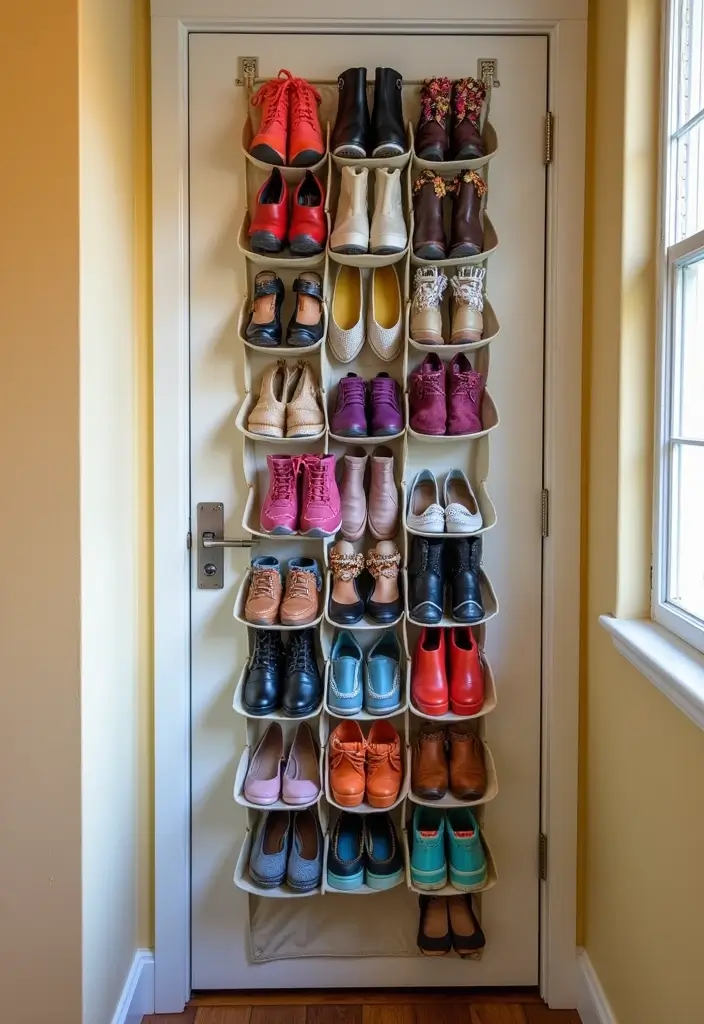 30+ Smart Shoe Shelf DIY Projects That Save Space 13 30+ Smart Shoe Shelf DIY Projects That Save Space - 13. Hanging Shoe Organizer