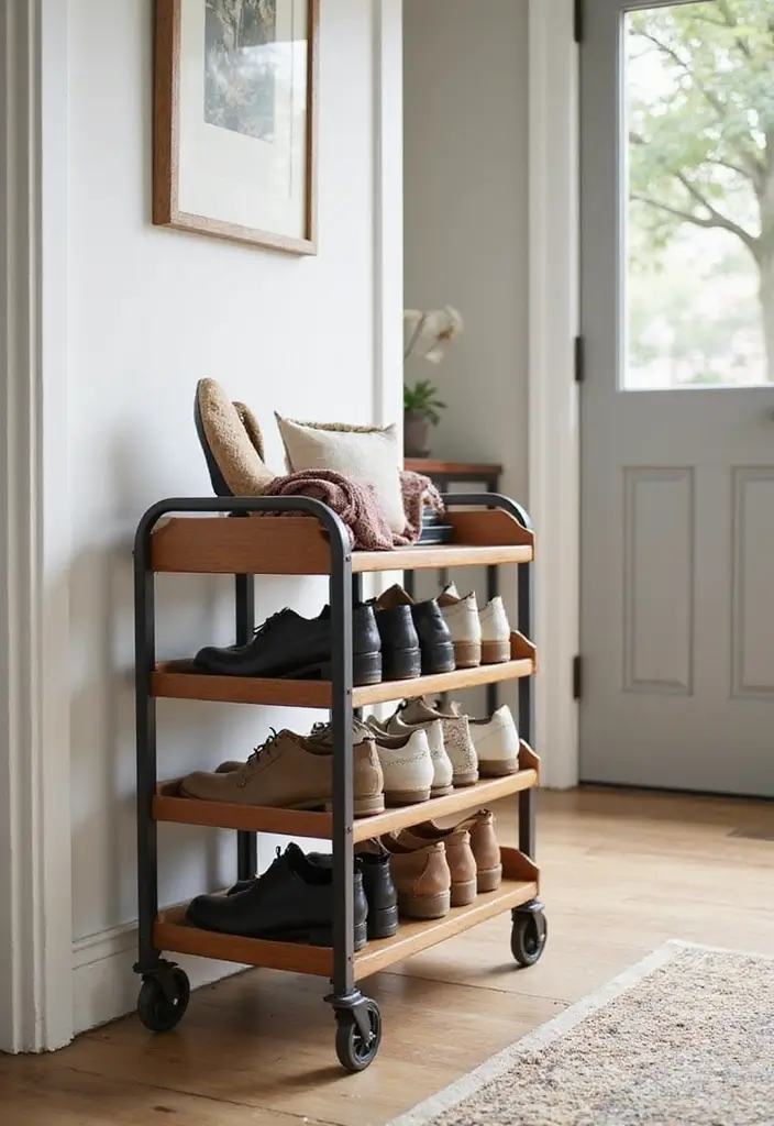30+ Smart Shoe Shelf DIY Projects That Save Space 20 30+ Smart Shoe Shelf DIY Projects That Save Space - 20. Shoe Storage Trolley