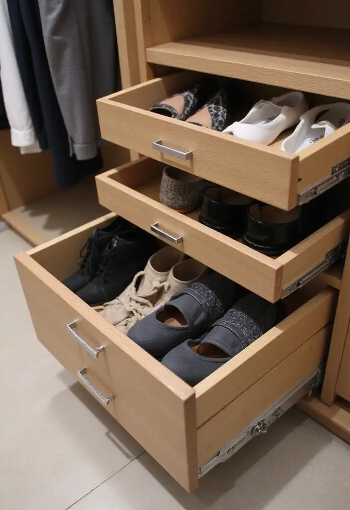 30+ Smart Shoe Shelf DIY Projects That Save Space 25 30+ Smart Shoe Shelf DIY Projects That Save Space - 25. Slide-Out Shoe Drawer