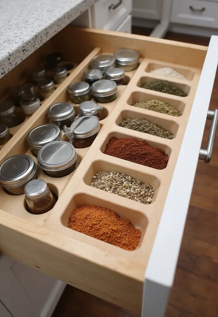 30+ Spice Rack Ideas DIY for Organized Kitchens 15 30+ Spice Rack Ideas DIY for Organized Kitchens - 15. Spice Drawer Inserts