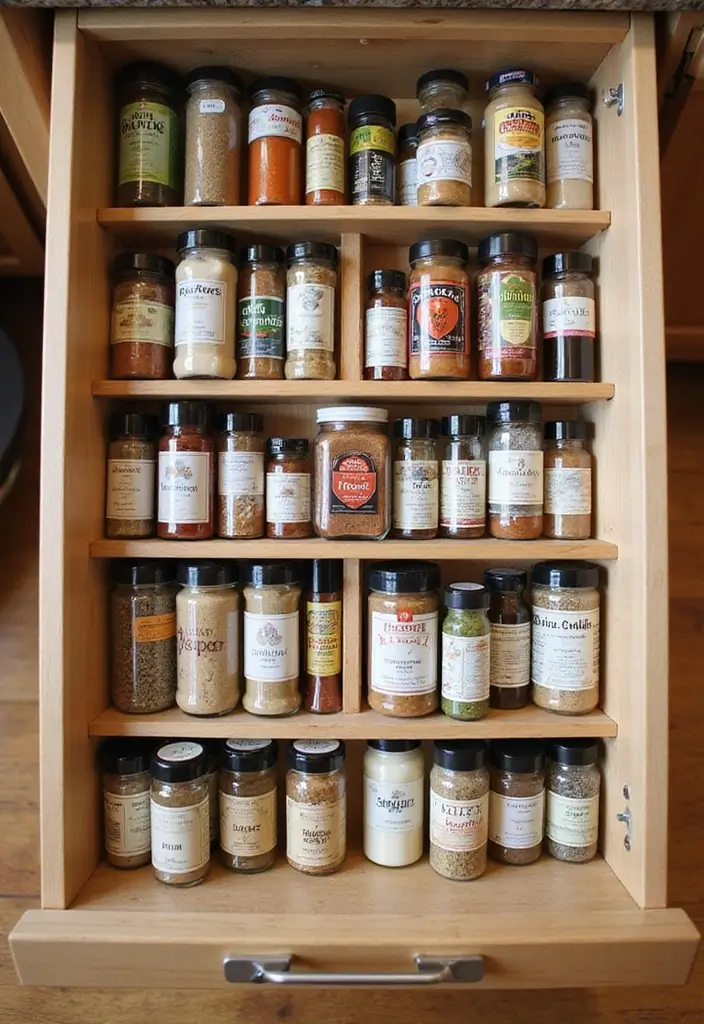 30+ Spice Rack Ideas DIY for Organized Kitchens 5 30+ Spice Rack Ideas DIY for Organized Kitchens - 5. Drawer Spice Organizers
