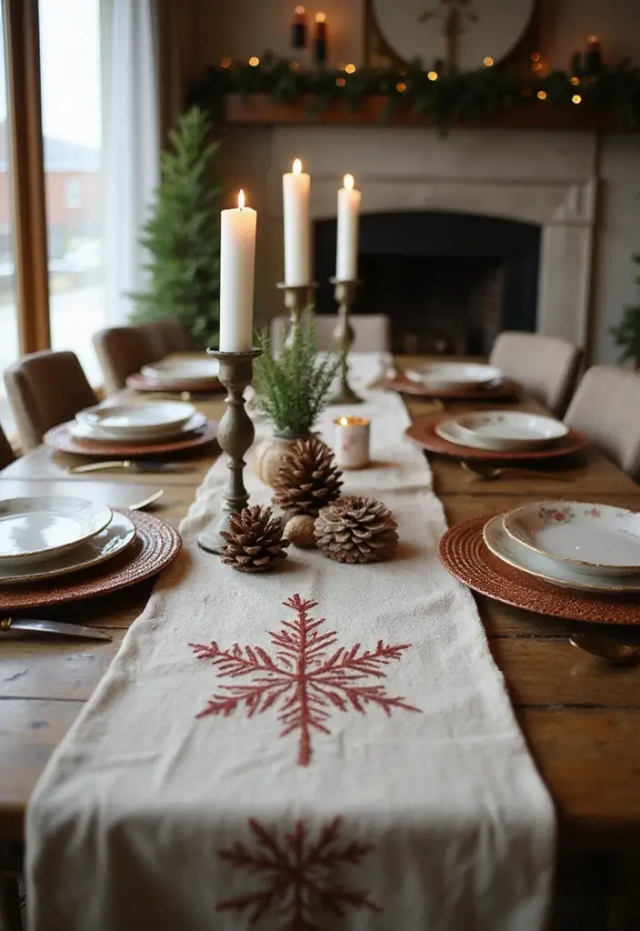 30+ Winter DIY Decor Projects That Feel Magical 10 30+ Winter DIY Decor Projects That Feel Magical - 10. Winter-themed Table Runners