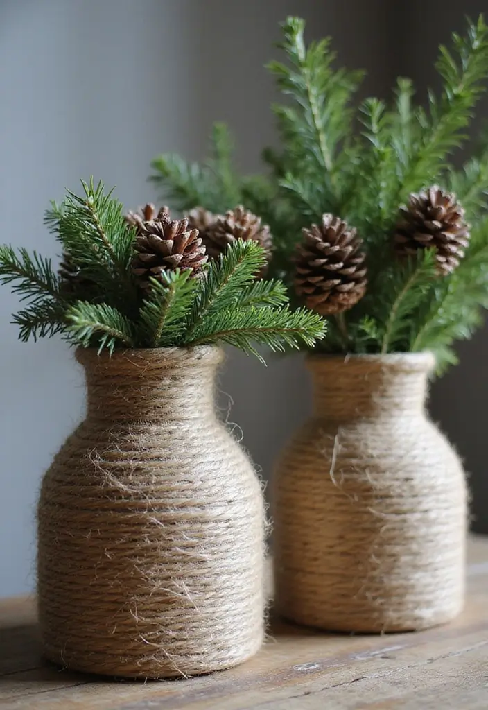30+ Winter DIY Decor Projects That Feel Magical 13 30+ Winter DIY Decor Projects That Feel Magical - 13. Twine-Wrapped Vases