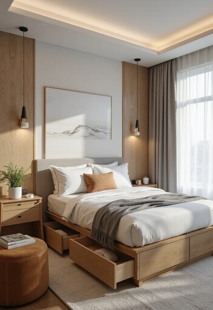 10 Small Square Bedroom Ideas for Smart Balanced Arrangements - 1. Multi-Functional Furniture Magic