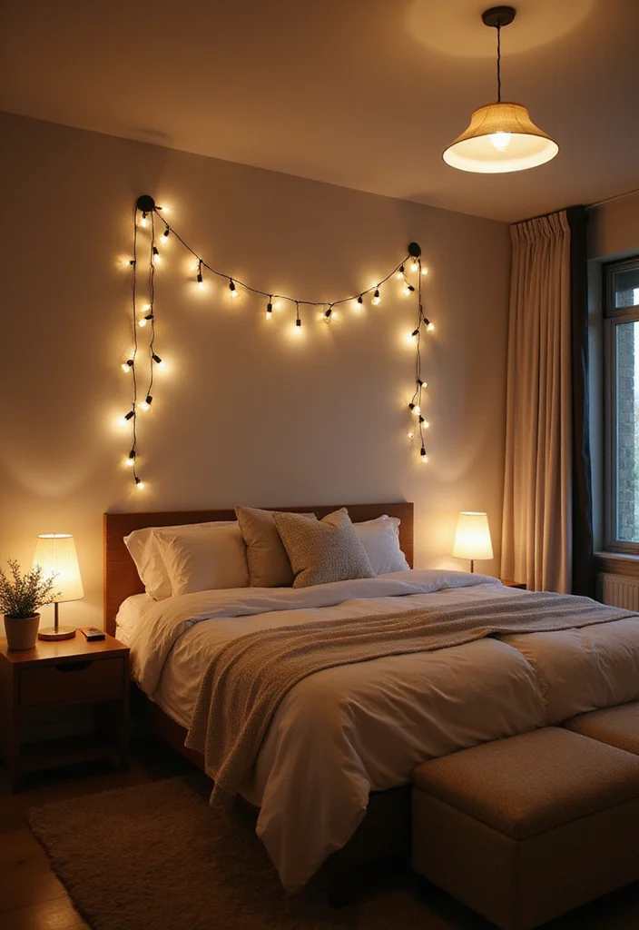 10 Small Square Bedroom Ideas for Smart Balanced Arrangements - 7. Smart Lighting Choices