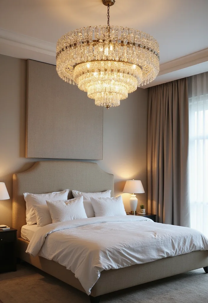 10 Two Window Bedroom Ideas for Bright Airy Symmetrical Style - 7. Statement Lighting Fixtures