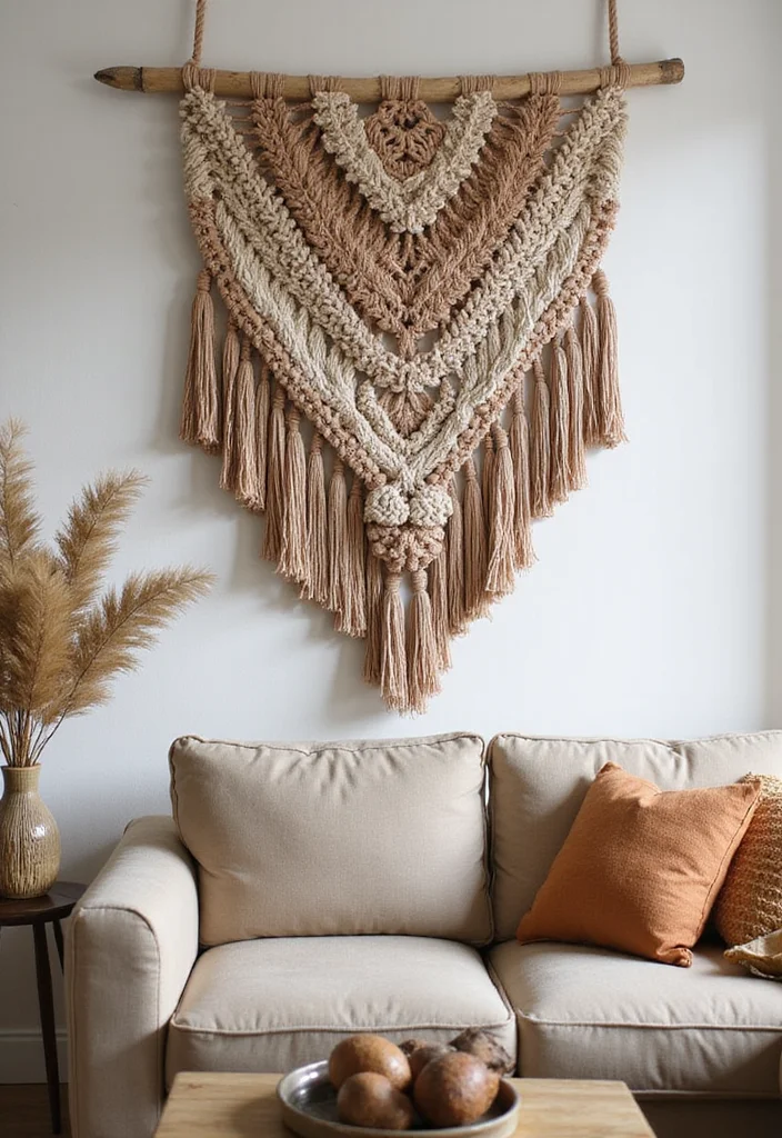 12 Accent Decor Ideas Living Room for Texture Color and Personality - 1. Textured Wall Hanging