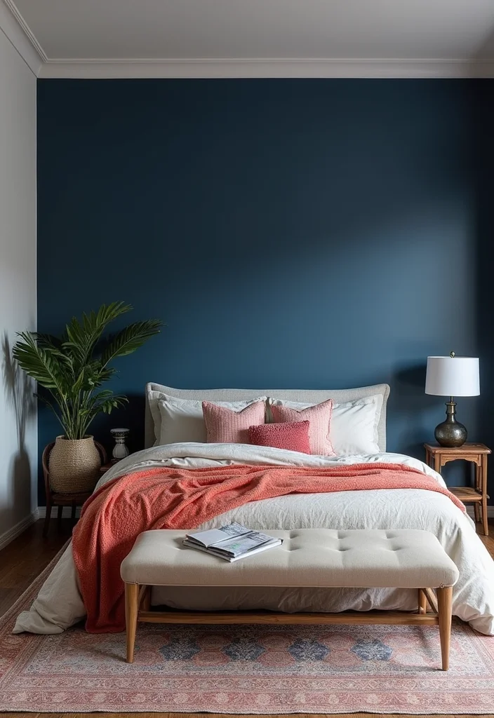 12 Back Wall Bedroom Ideas for Texture, Color, and Visual Impact - 2. Bold Painted Accent Walls to Make a Statement