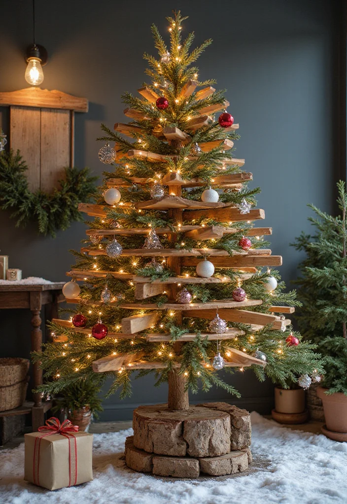 12 Backyard Christmas Decor Ideas for Festive Seasonal Cheer - 1. Upcycled Christmas Tree