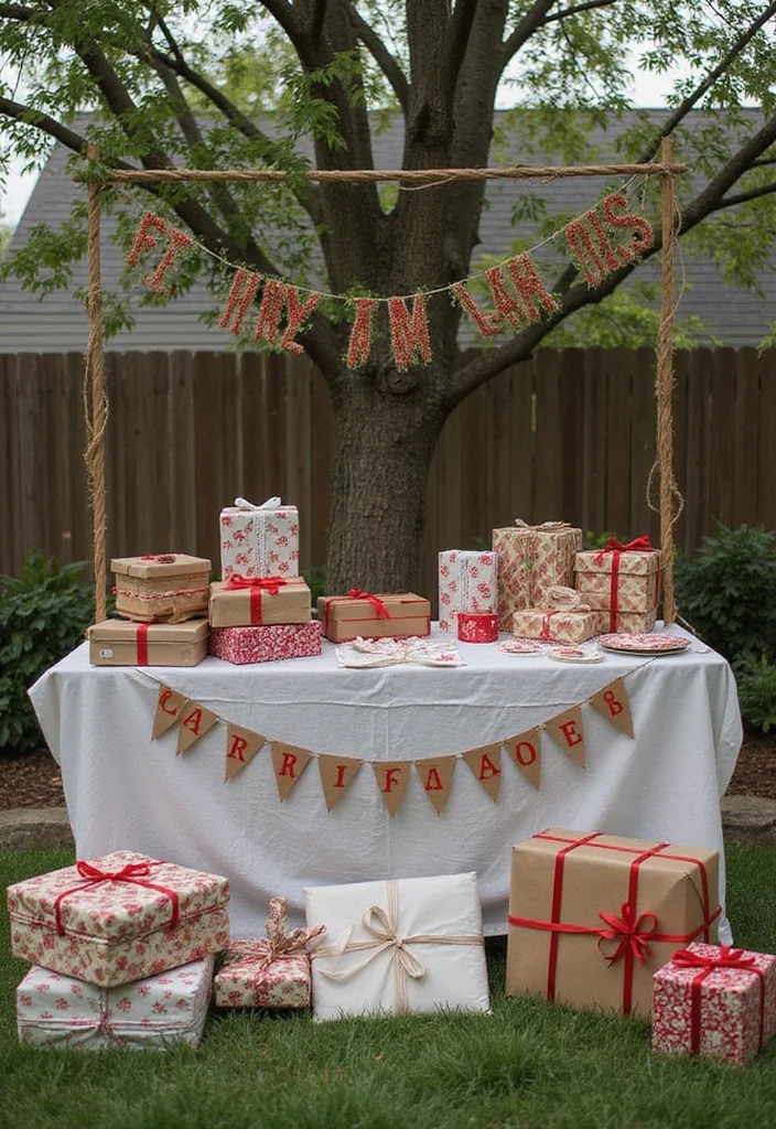 12 Backyard Christmas Decor Ideas for Festive Seasonal Cheer - 10. Sustainable Gift Wrapping Station