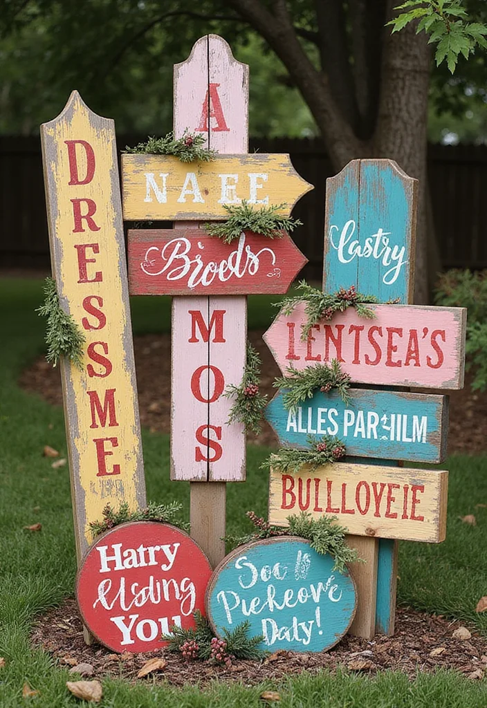 12 Backyard Christmas Decor Ideas for Festive Seasonal Cheer - 7. Reusable Yard Signs