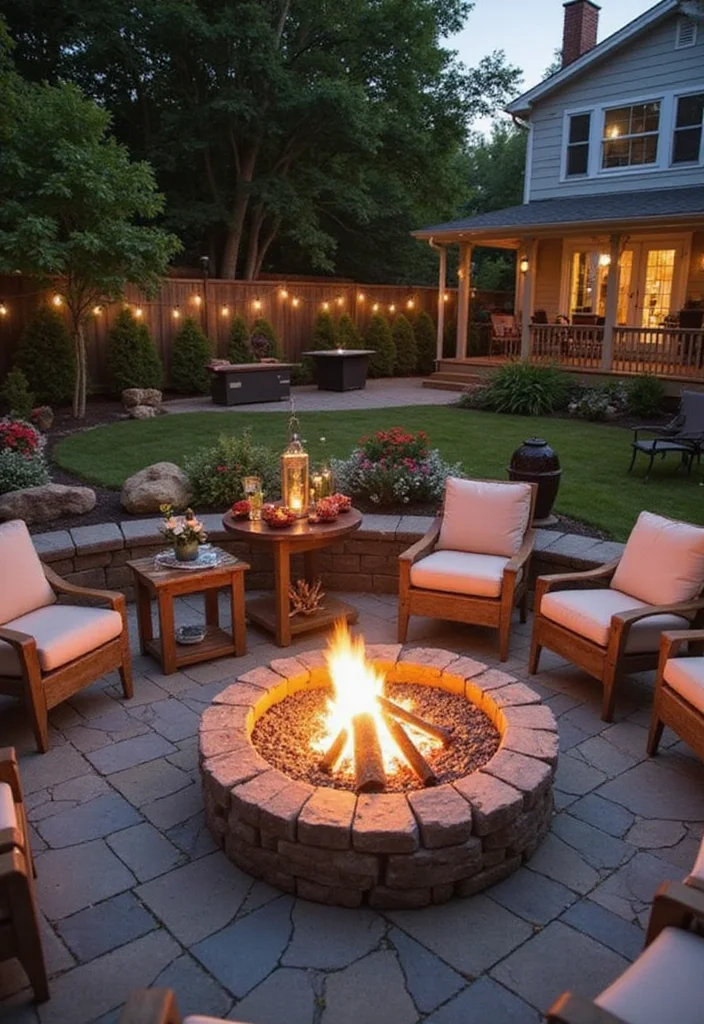12 Backyard Christmas Decor Ideas for Festive Seasonal Cheer - 8. Outdoor Fire Pit and Seating