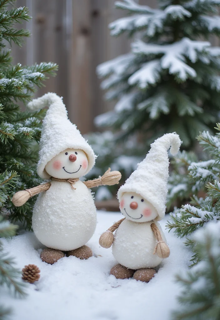 12 Backyard Christmas Decor Ideas for Festive Seasonal Cheer - 9. Snowy Garden Spirits