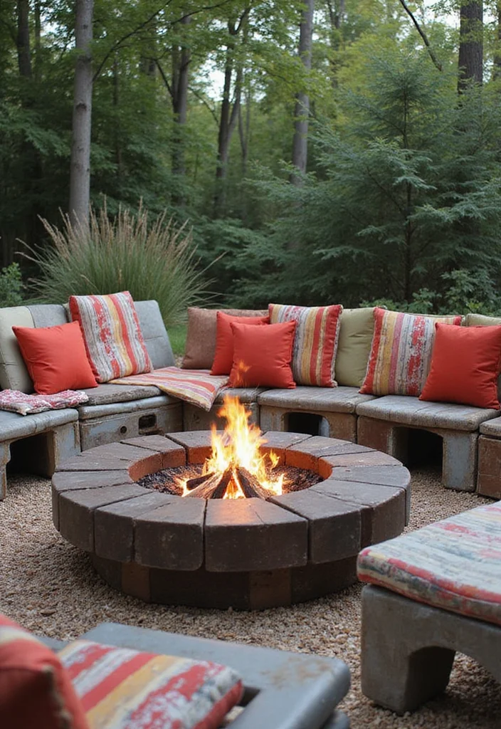 12 Backyard Fire Pits Ideas for Warm Cozy Night Gatherings - 12. Eco-Friendly Fire Pit with Recycled Materials
