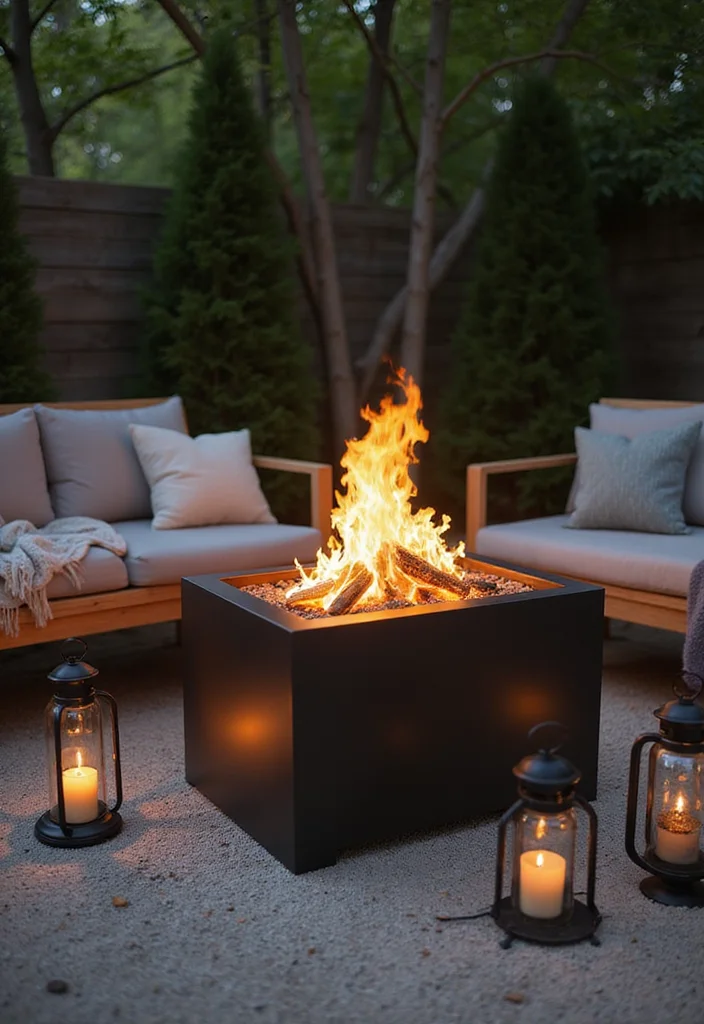 12 Backyard Fire Pits Ideas for Warm Cozy Night Gatherings - 2. Steel Fire Pit with Eco-Friendly Fuel