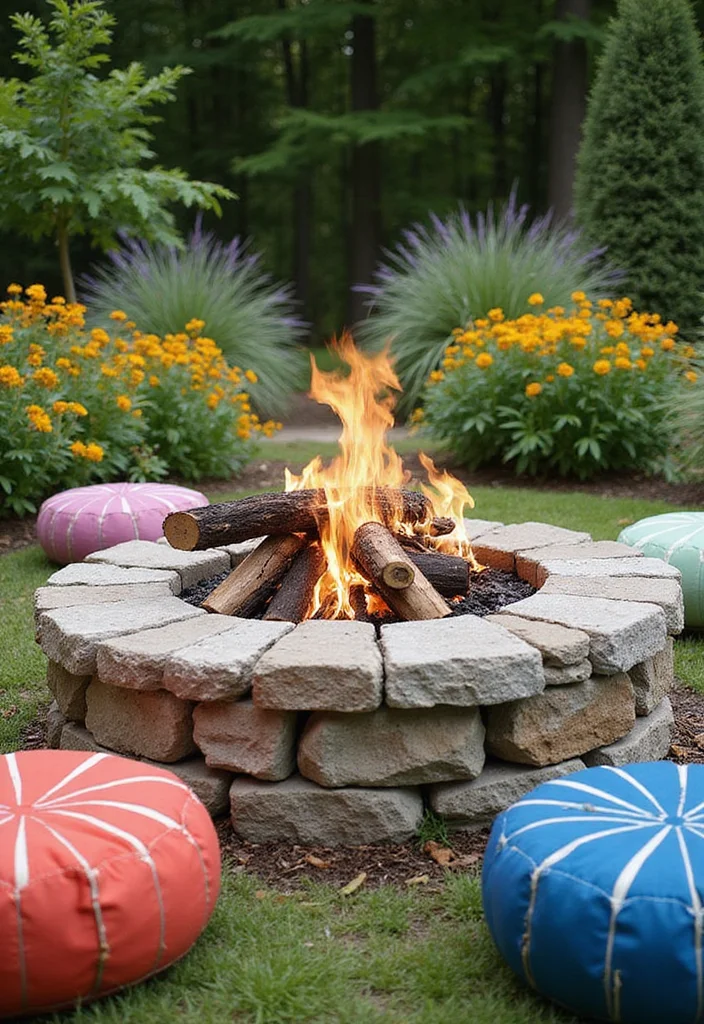 12 Backyard Fire Pits Ideas for Warm Cozy Night Gatherings - 3. Stone Fire Ring