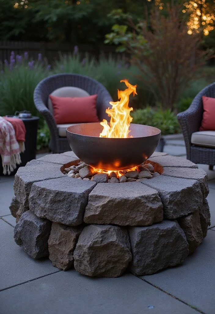 12 Backyard Fire Pits Ideas for Warm Cozy Night Gatherings - 6. Lava Rock Fire Pit