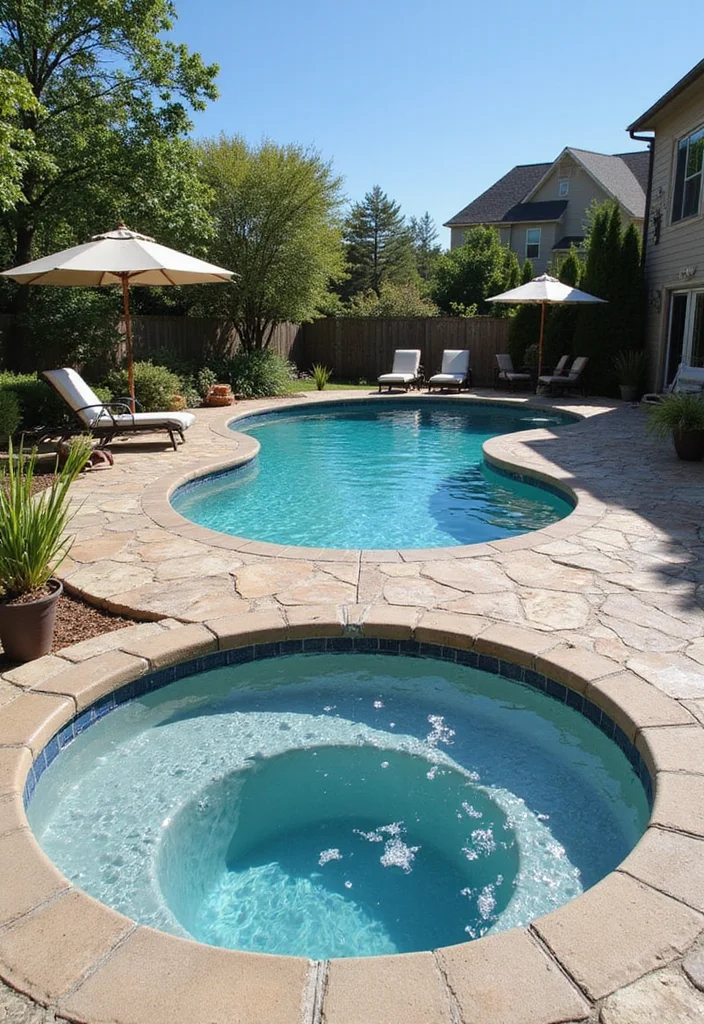 12 Backyard Ideas Hot Tub for Cozy Relaxing Retreats - 10. Luxurious Poolside Hot Tub