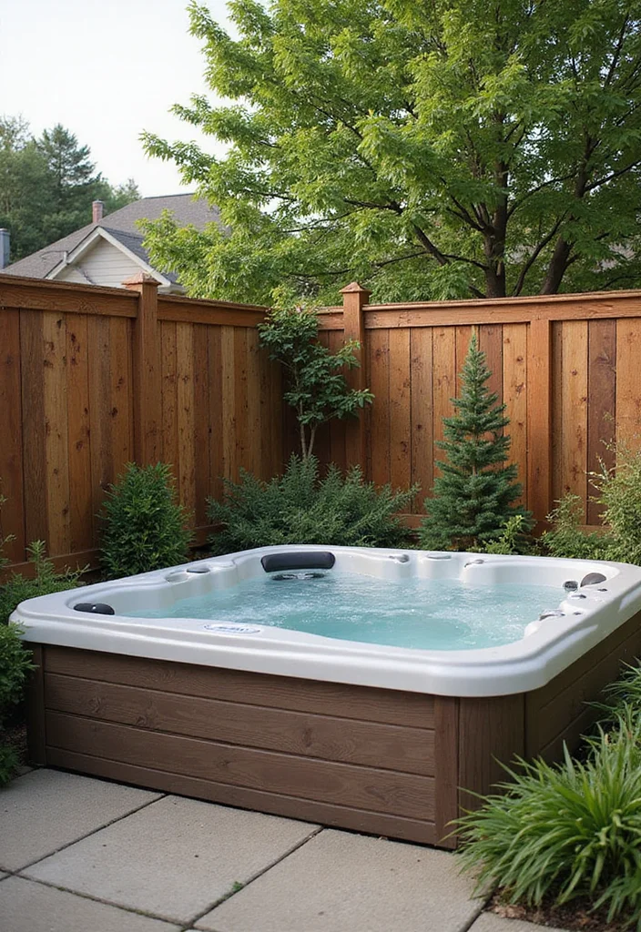 12 Backyard Ideas With Hot Tub for Warm Spacious Outdoor Comfort - 8. Incorporating Privacy Screens