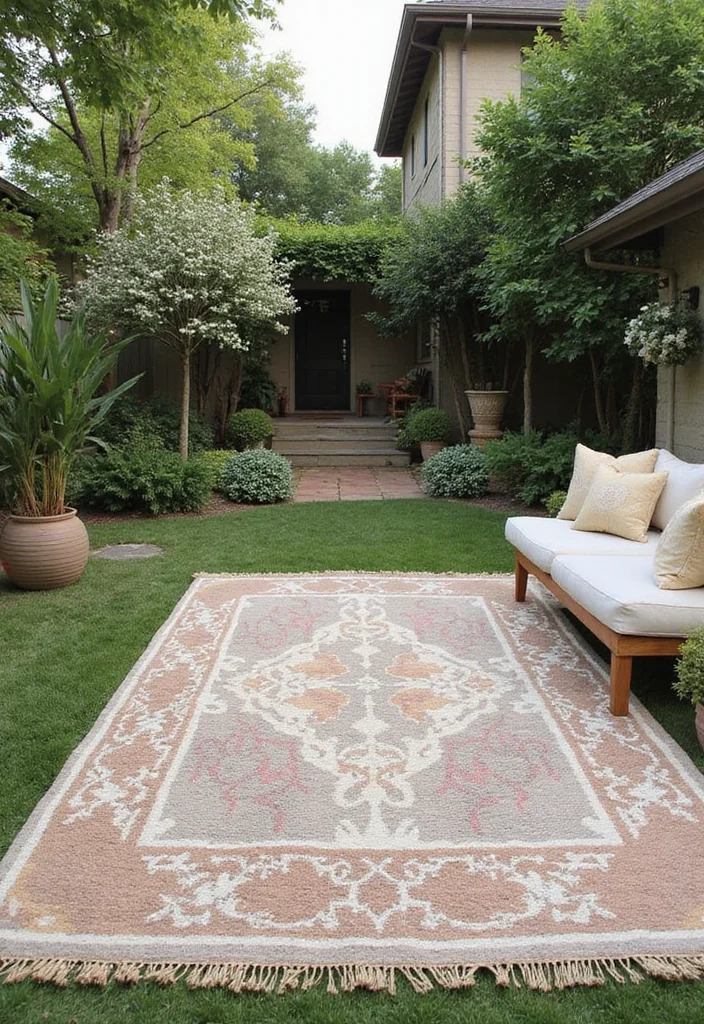 12 Basic Backyard Ideas for Simple Clean Functional Living - 12. Innovative Outdoor Rugs