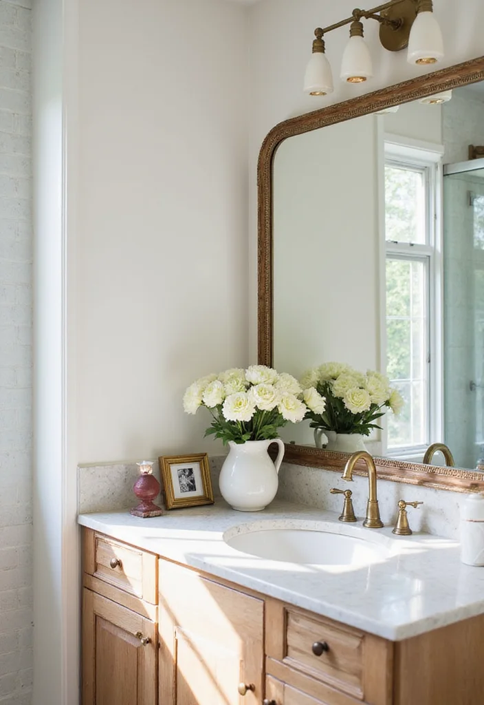 12 Bathroom Counter Ideas for Clean Organized Stylish Surfaces - 12. Personal Touches with Art